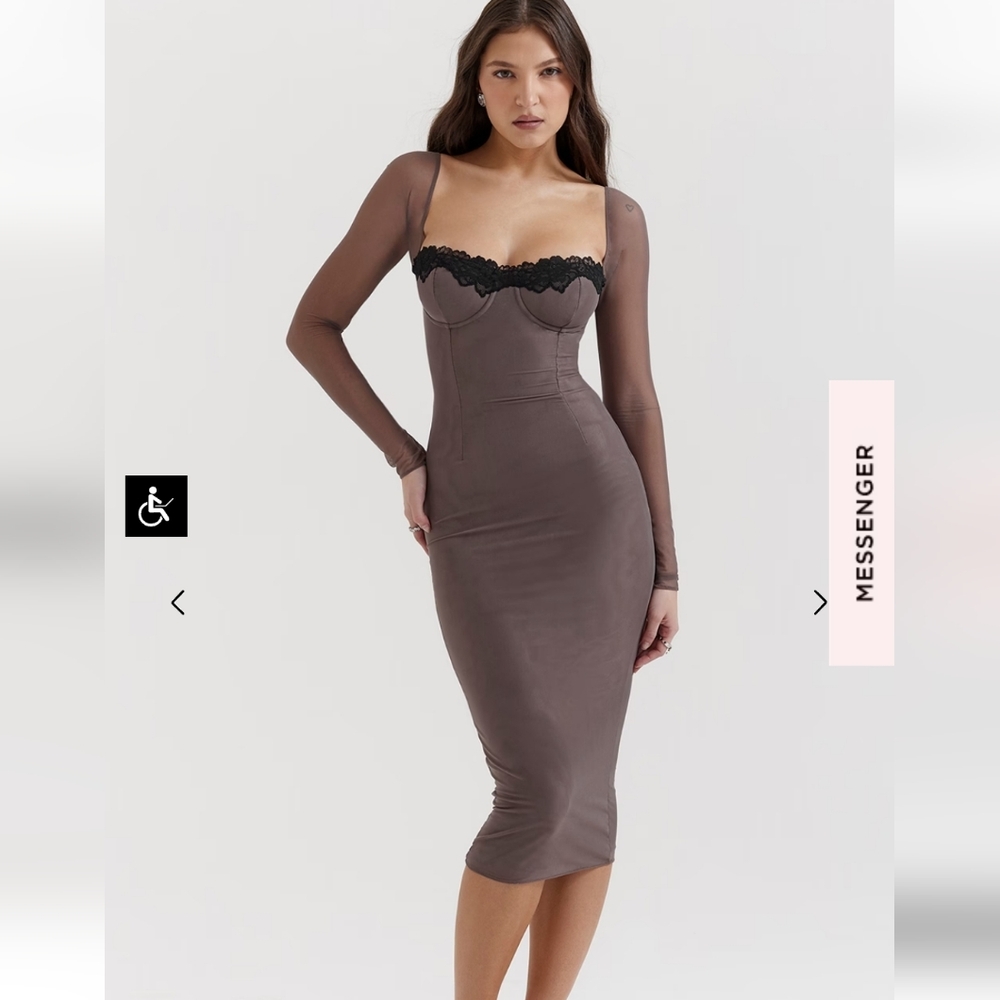 Seraphina smoke lace and mesh midi corset dres